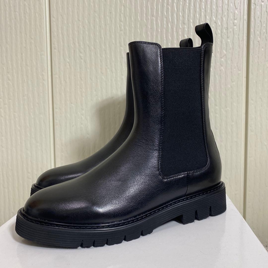 未使用 SLOBE IENA 牛革 レザー サイドゴアブーツ 37 黒