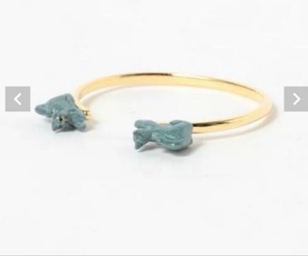 猫　 ゴールド　バングル　nach ナッシュ　フランス　陶器　オッドアイ