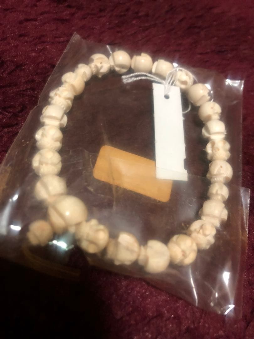 マンモス牙　ブレスレット　数珠　髑髏　スカル
