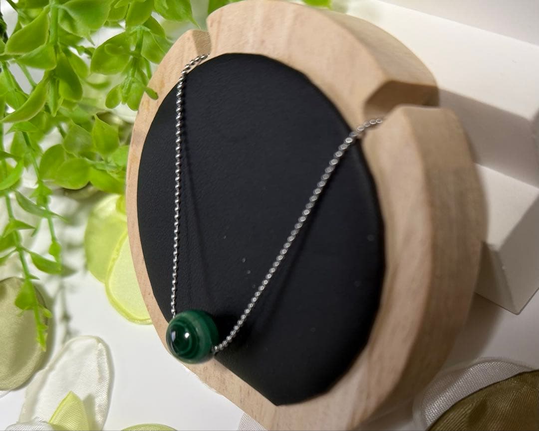 【5A 天眼マラカイト】孔雀石 12mm ネックレス 守護・魔除け｜316L