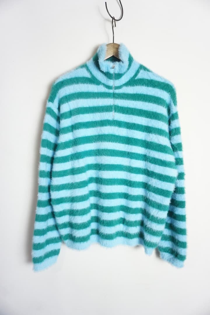 美品SUNNEI スンネイ ハーフジップ ニット セーター ボーダー 119P▲