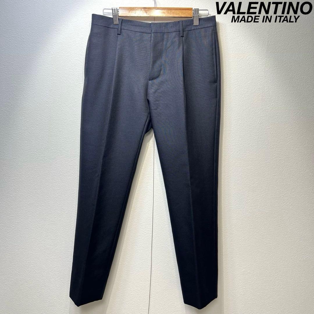 希少 美品 VALENTINO ウール モヘヤ タック スラックス パンツ 44