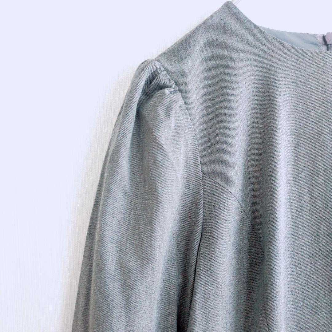 美品 エムプルミエブラック 36 バックギャザー 切替 ワンピース ティアード