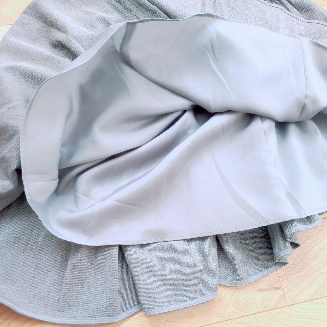 美品 エムプルミエブラック 36 バックギャザー 切替 ワンピース ティアード