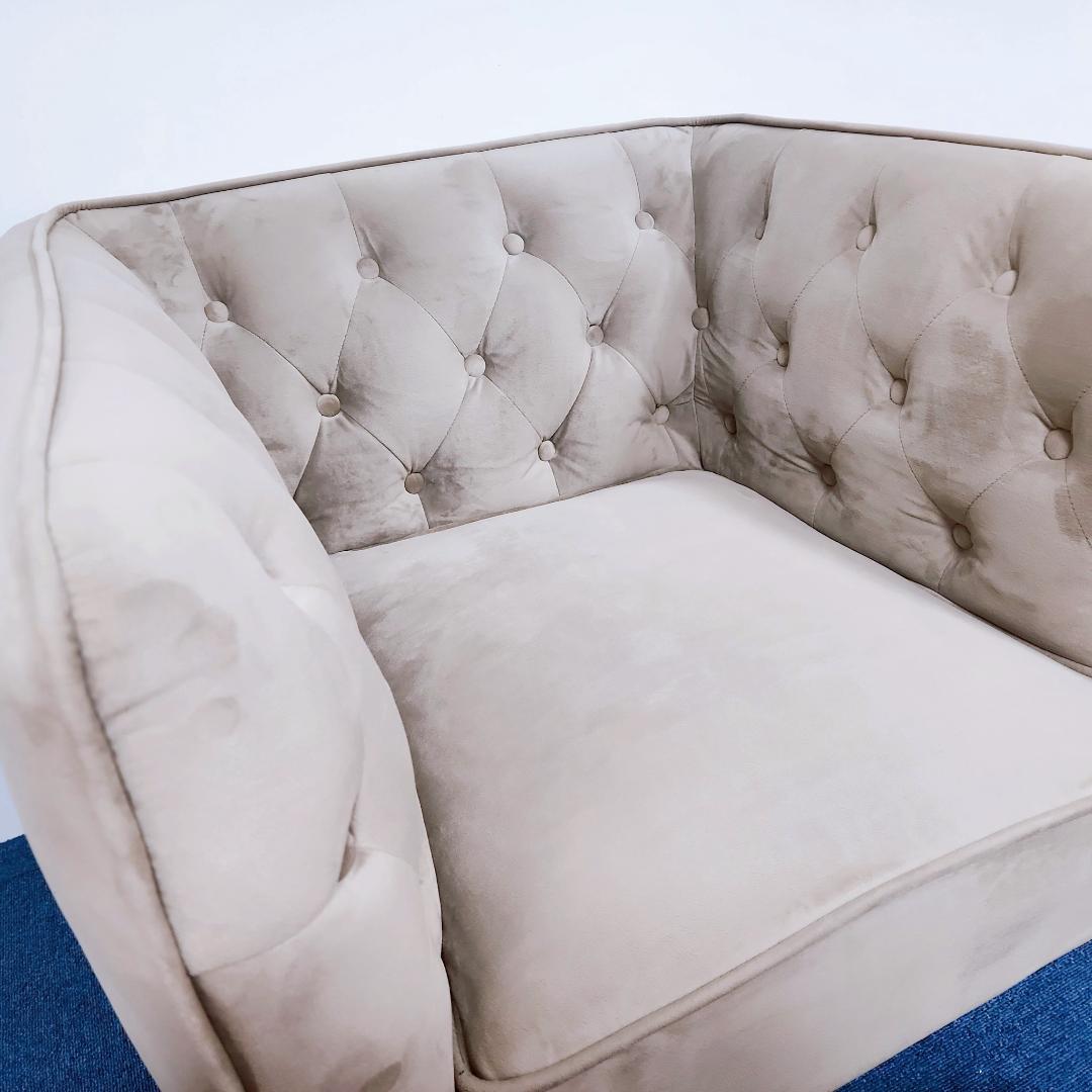 【高級】ⅬOWYA ロウヤ 1人掛けソファ ベルベット調　エレガント グレー