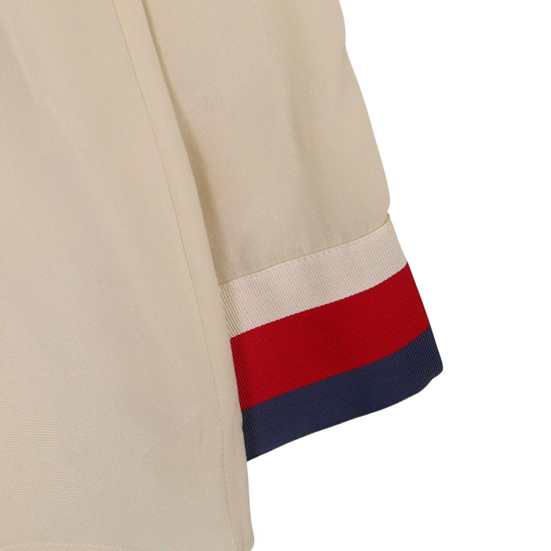 GUCCI パールボタン フリル付き アイボリー シャツ 42