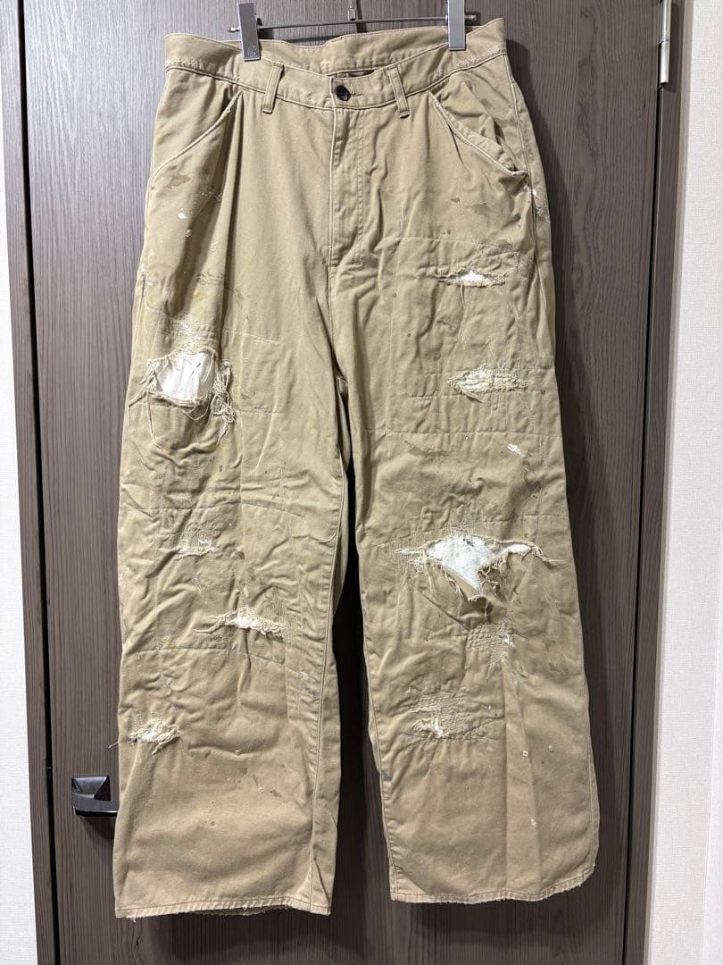 25ss アンセルム リメイク ワイド チノ パンツ 2 ペンキ ダメージ