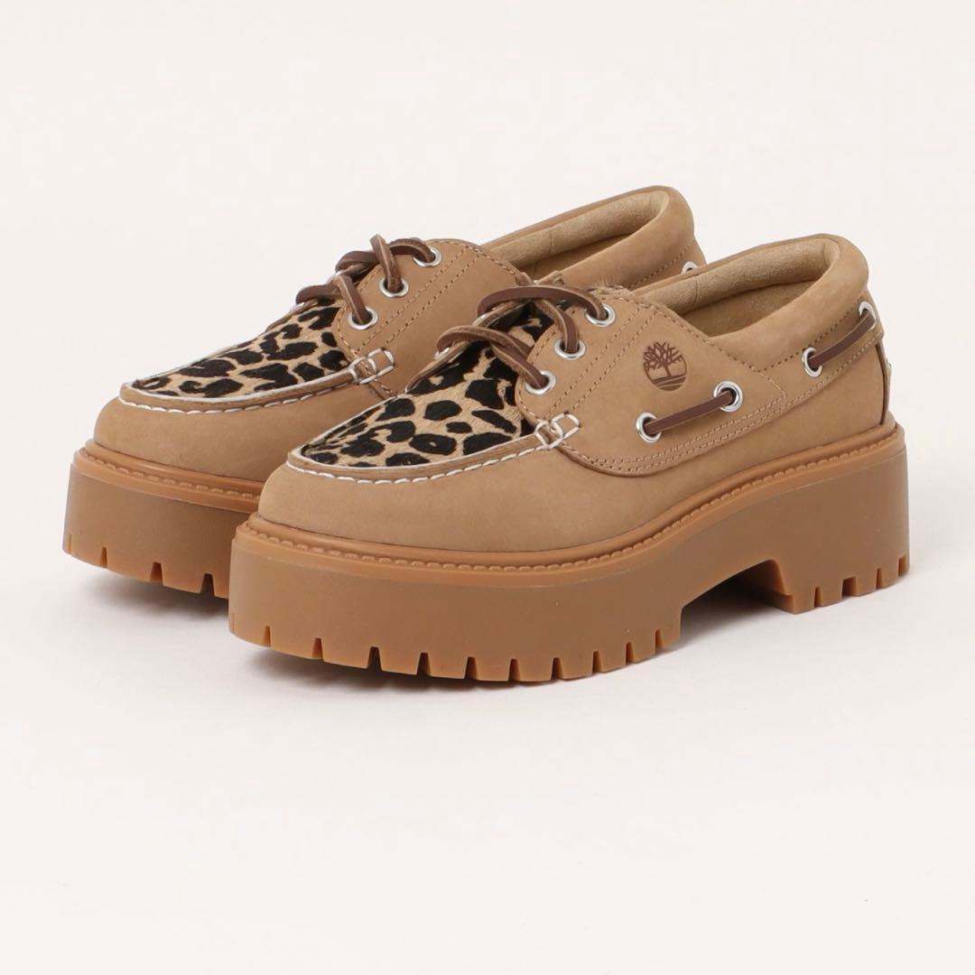 新品Timberlandティンバーランドヒョウ柄厚底ローファー 22.5