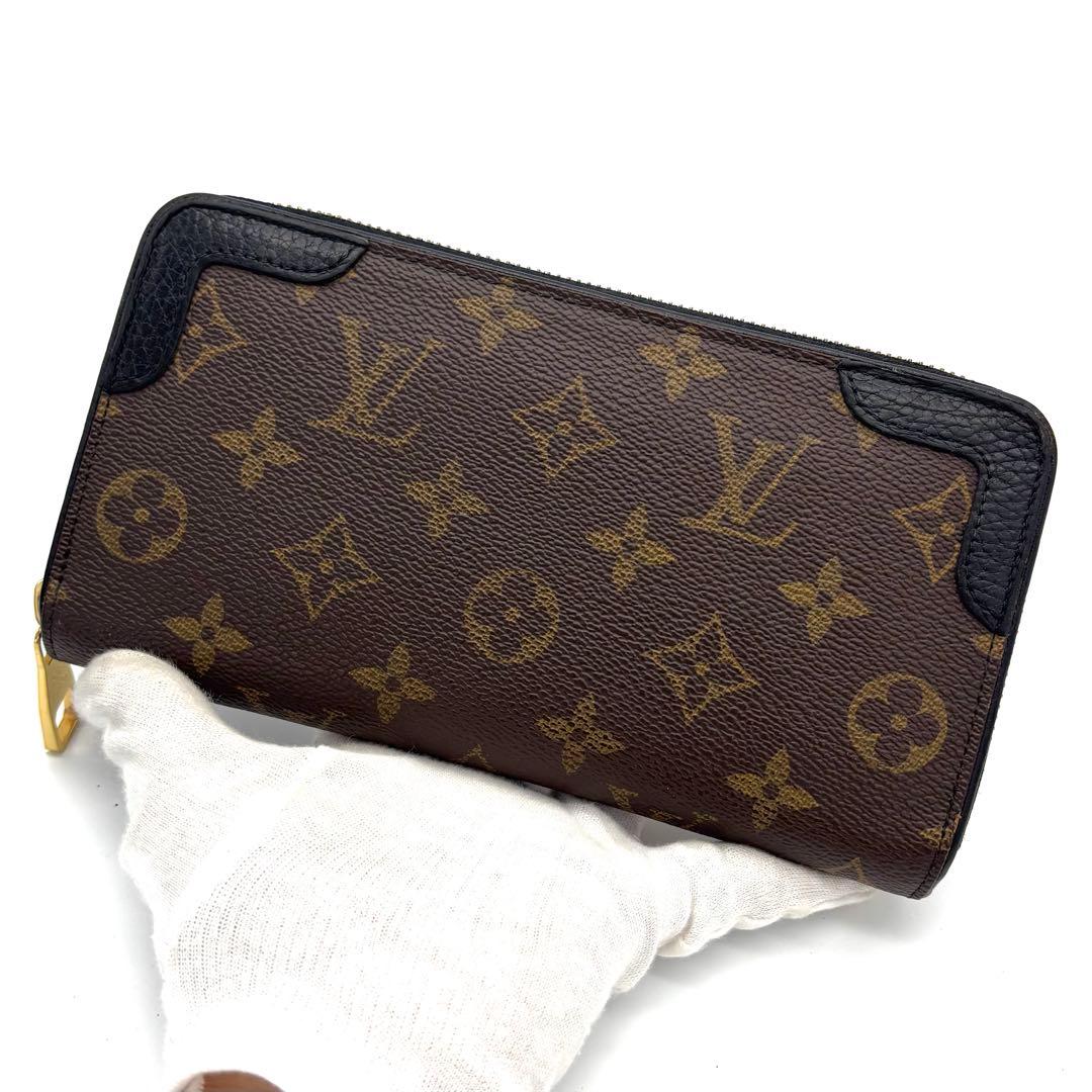 【超美品】ルイヴィトン ジッピーウォレット レティーロ モノグラム 黒 長財布