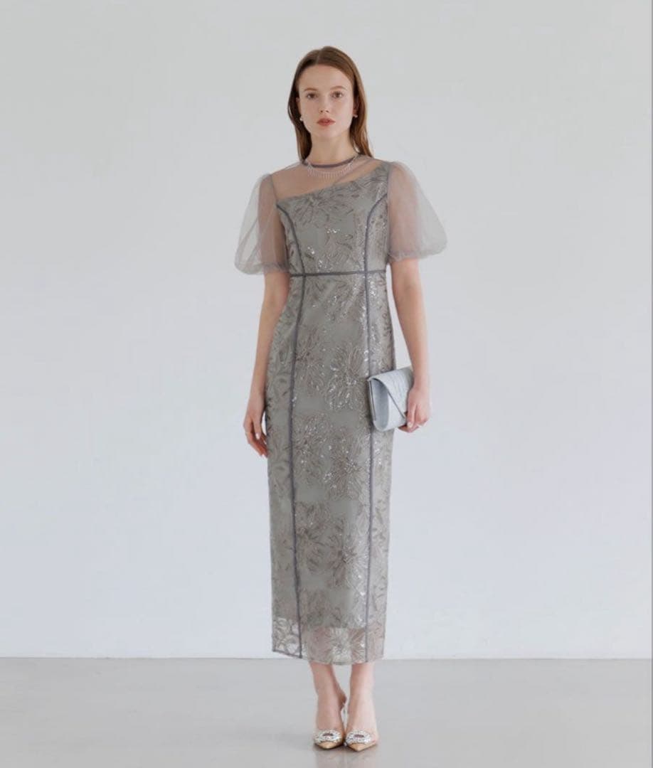 liyページ 【LEJA】アシンメトリーシアーフラワードレスワンピース