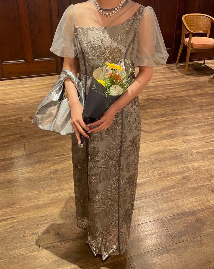 liyページ 【LEJA】アシンメトリーシアーフラワードレスワンピース