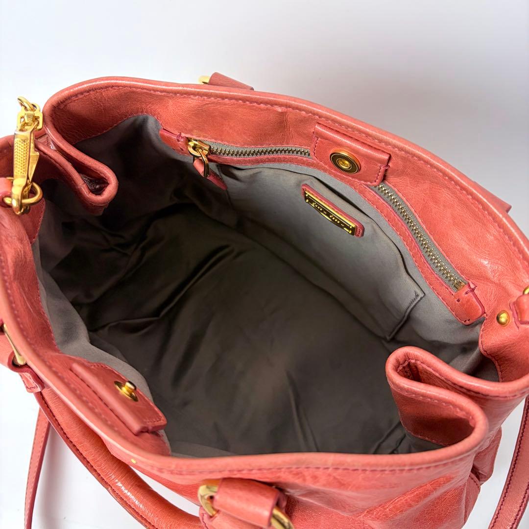 miumiu ミュウミュウ　レザー　2way　ハンドバック ショルダー　ピンク