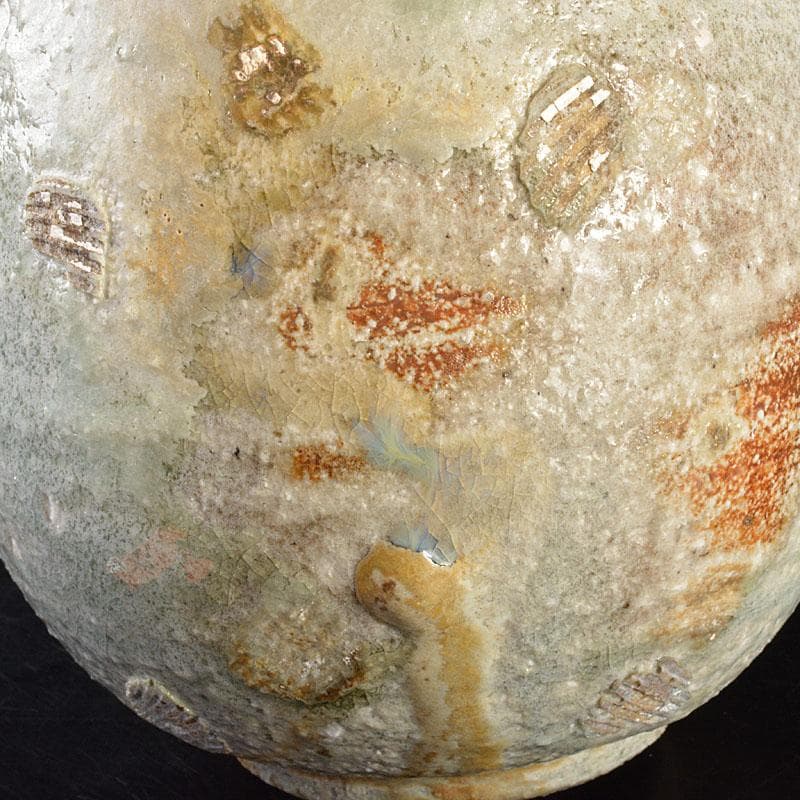 信楽焼　星野亨斉造　窯変壺　共布共箱　N　6743C