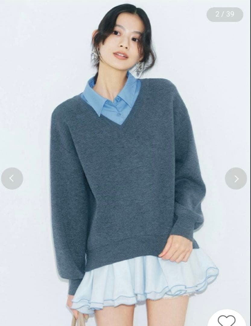 値下げ LILY BROWN シャツドッキングフリルミニワンピース