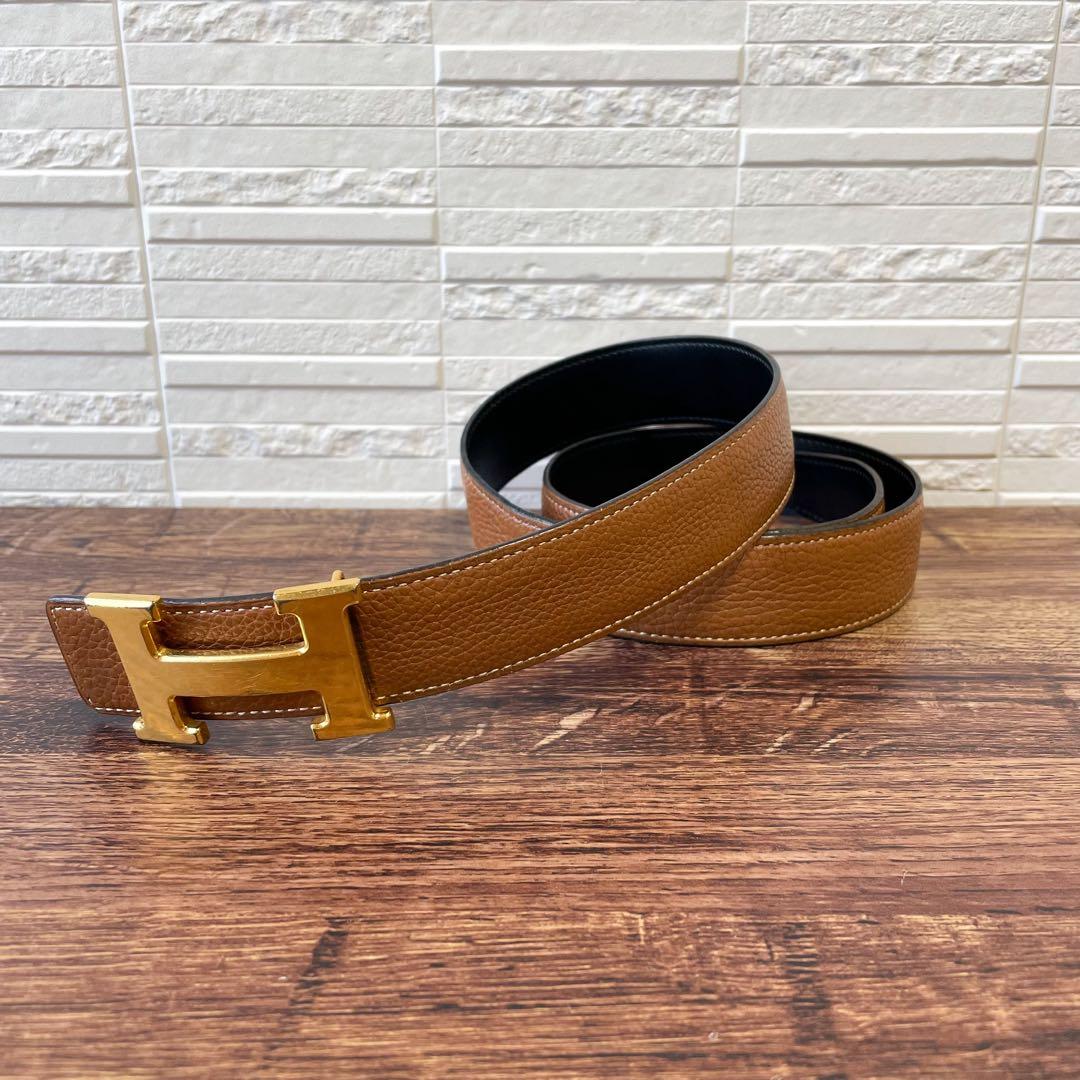エルメス レザー コンスタンス Hバックル ゴールド金具 ベルト ブラウン