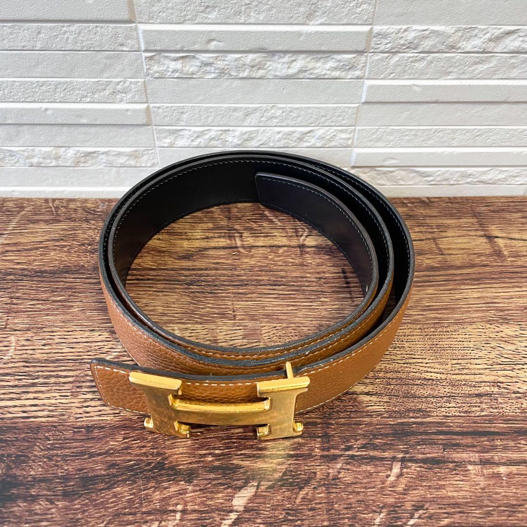 エルメス レザー コンスタンス Hバックル ゴールド金具 ベルト ブラウン