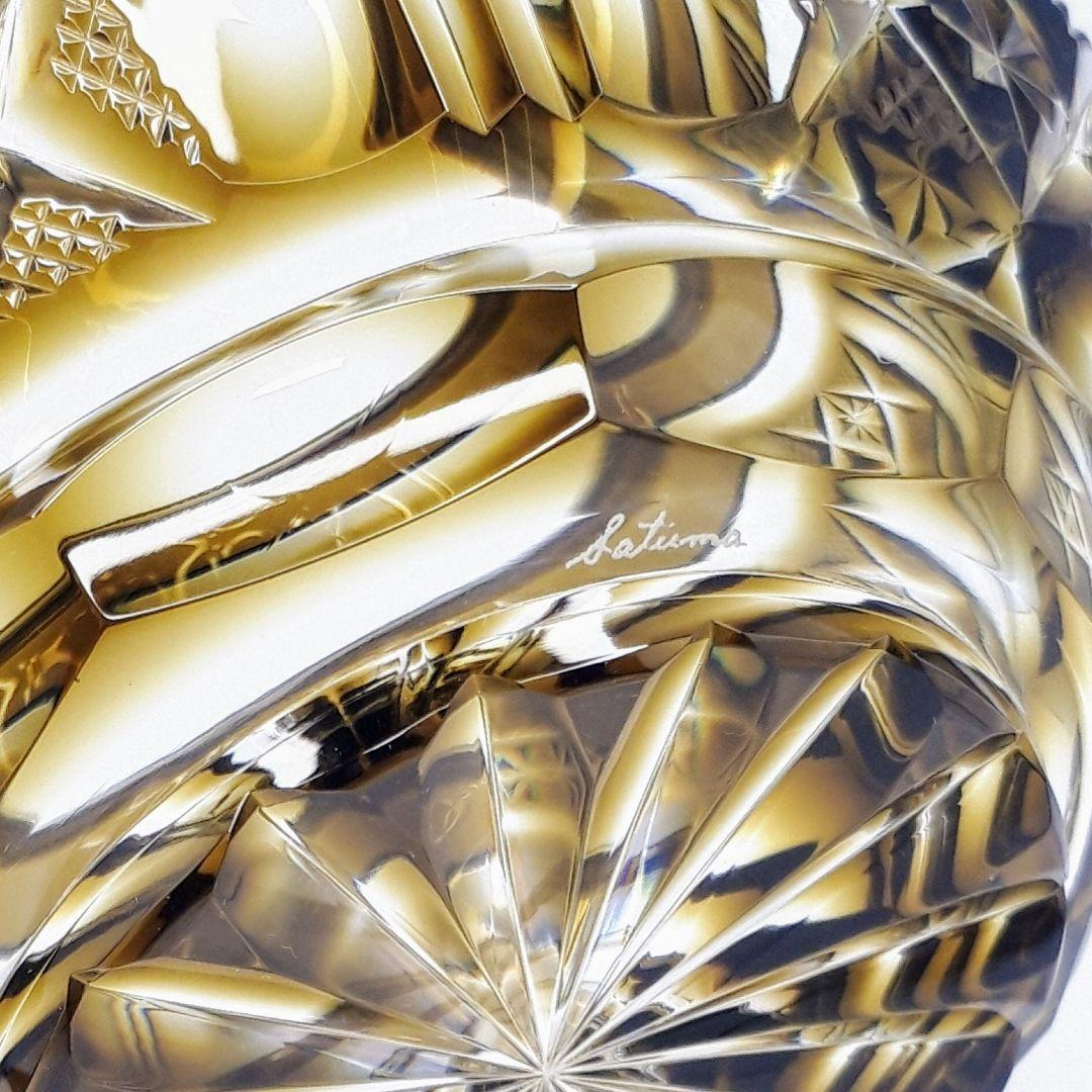 薩摩切子　黄色被せガラス　切子 シュガーポット　【 薩摩びーどろ工芸 】