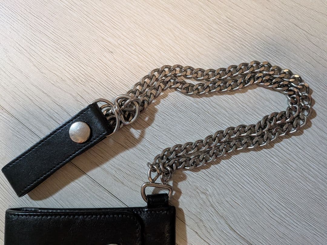 CELINE ブラック レザー カードウォレットチェーン