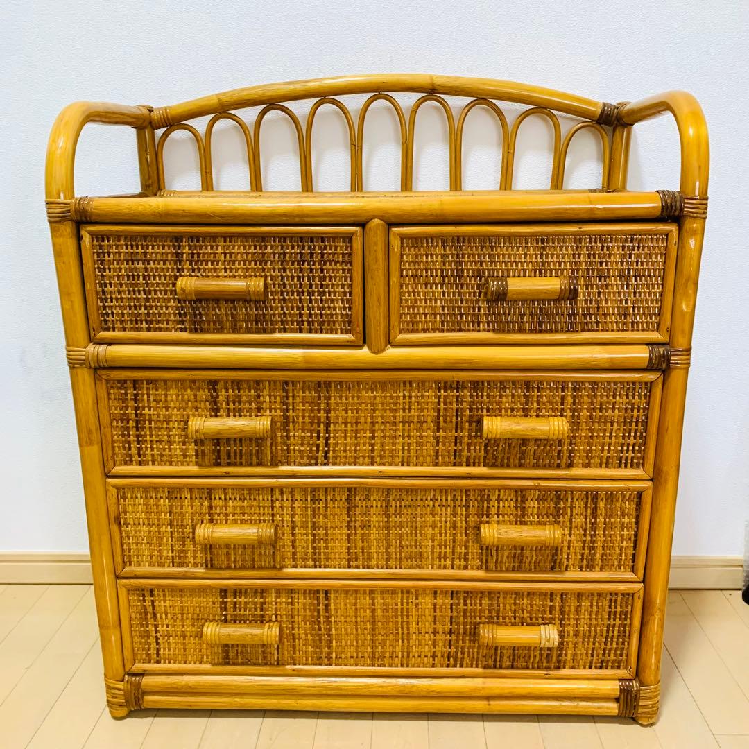 ラタン 4段 チェスト ラタンチェスト 籐チェスト 籐タンス　サイドボード