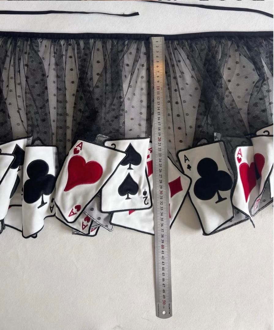 新品 ロリータ アリス風 トランプ柄エプロン 白