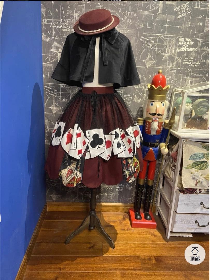 新品 ロリータ アリス風 トランプ柄エプロン 白