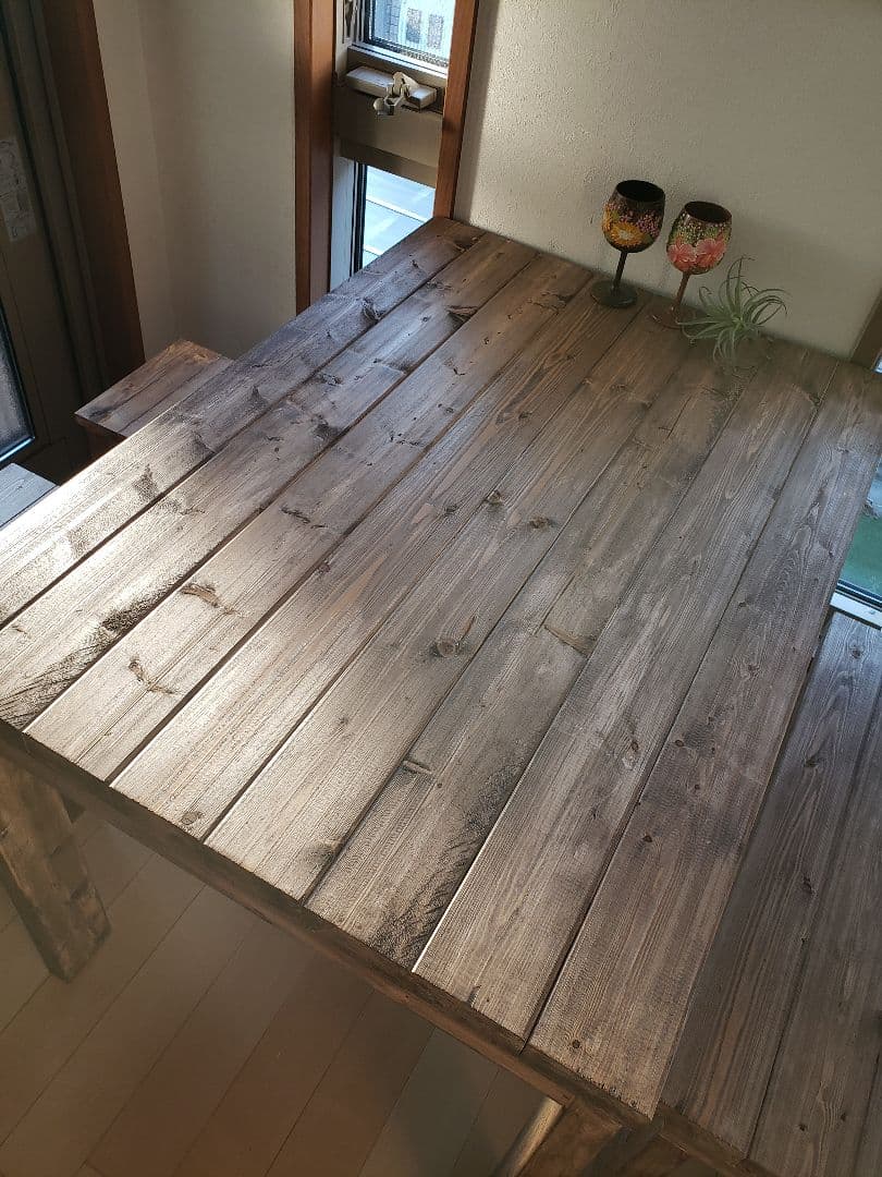 90 ×62 カウンターテーブル 無垢材　アンティーク風　木目調　ダイニング