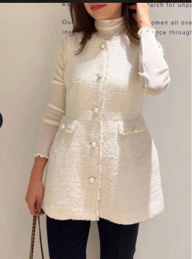 Arpege storyアルページュストーリー パールボタンツイードペプラムジレ