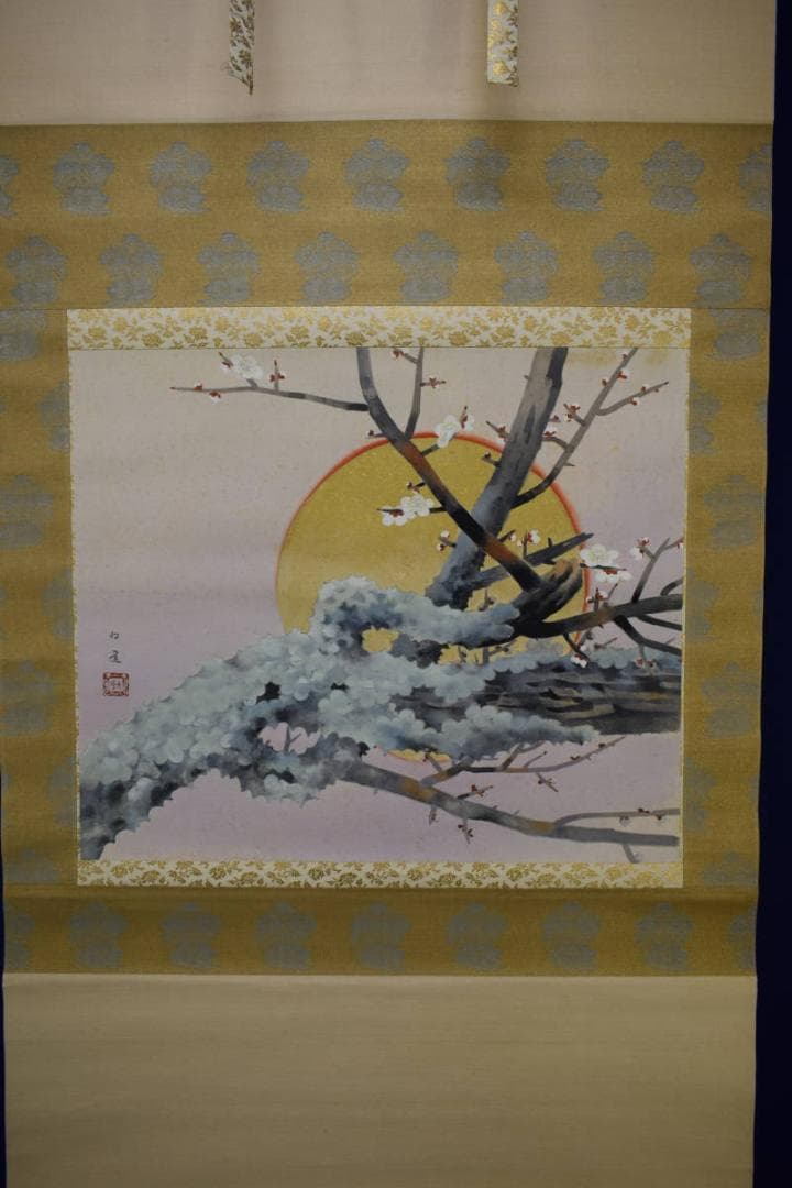 真作/戸田北遥/戸田真次郎/白梅図/桐共箱付/布袋屋掛軸HH-475