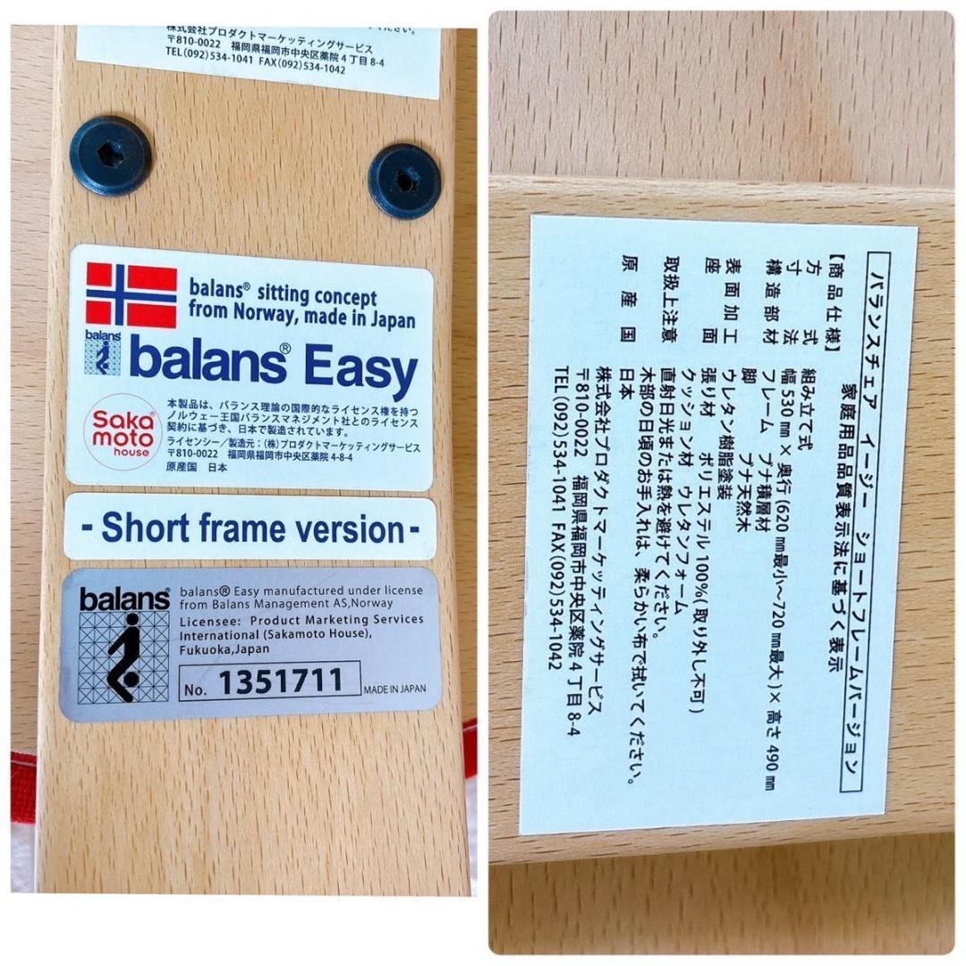 美品 バランスラボ バランスチェア バランスイージー 赤 ショートフレーム 11