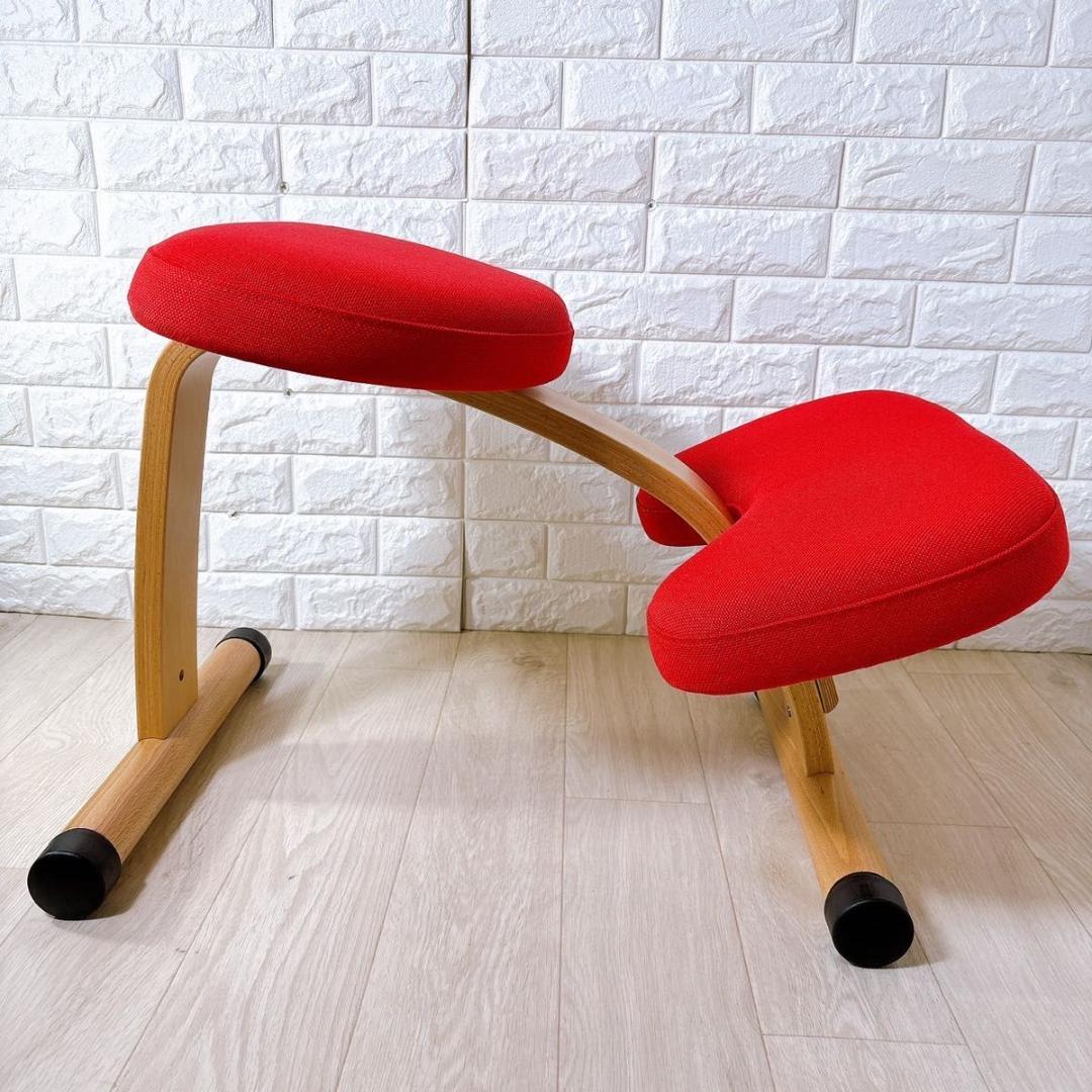 美品 バランスラボ バランスチェア バランスイージー 赤 ショートフレーム 11