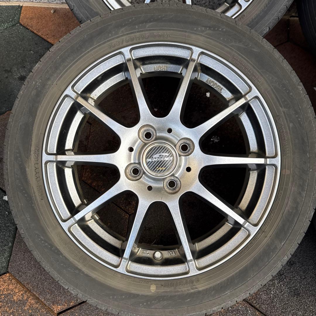 送料込み　ハスラー15インチ アルミホイールセット ブルーアース付き