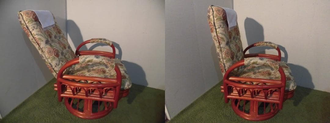 【全国一律送料無料】高級ラタンギア式リクライニング回転座椅子【ハイタイプ】