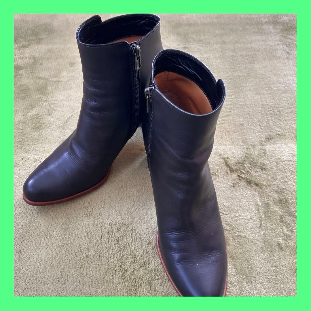 ファクトリエ　レザーショートブーツ 黒