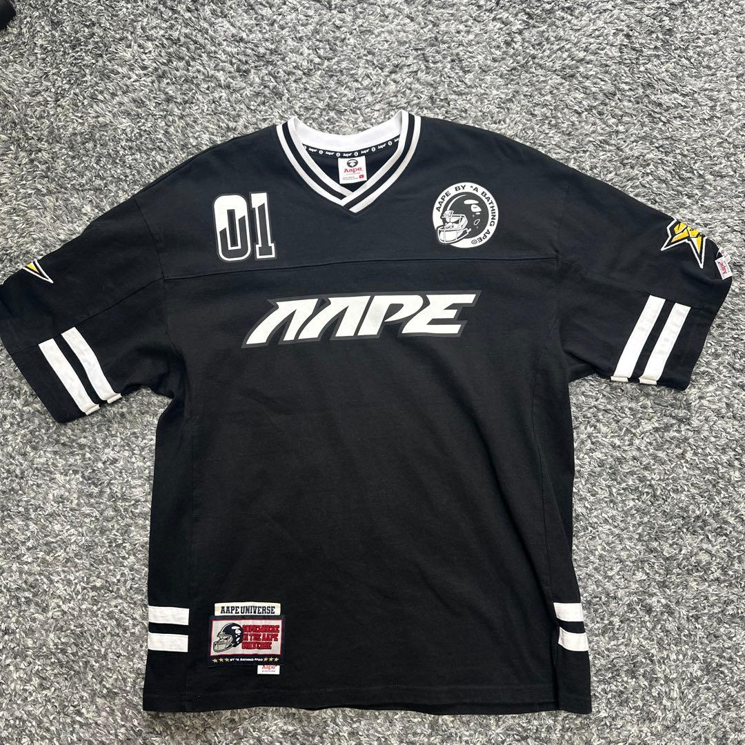 Aape アメリカンフットボールシャツ Lサイズ ブラック