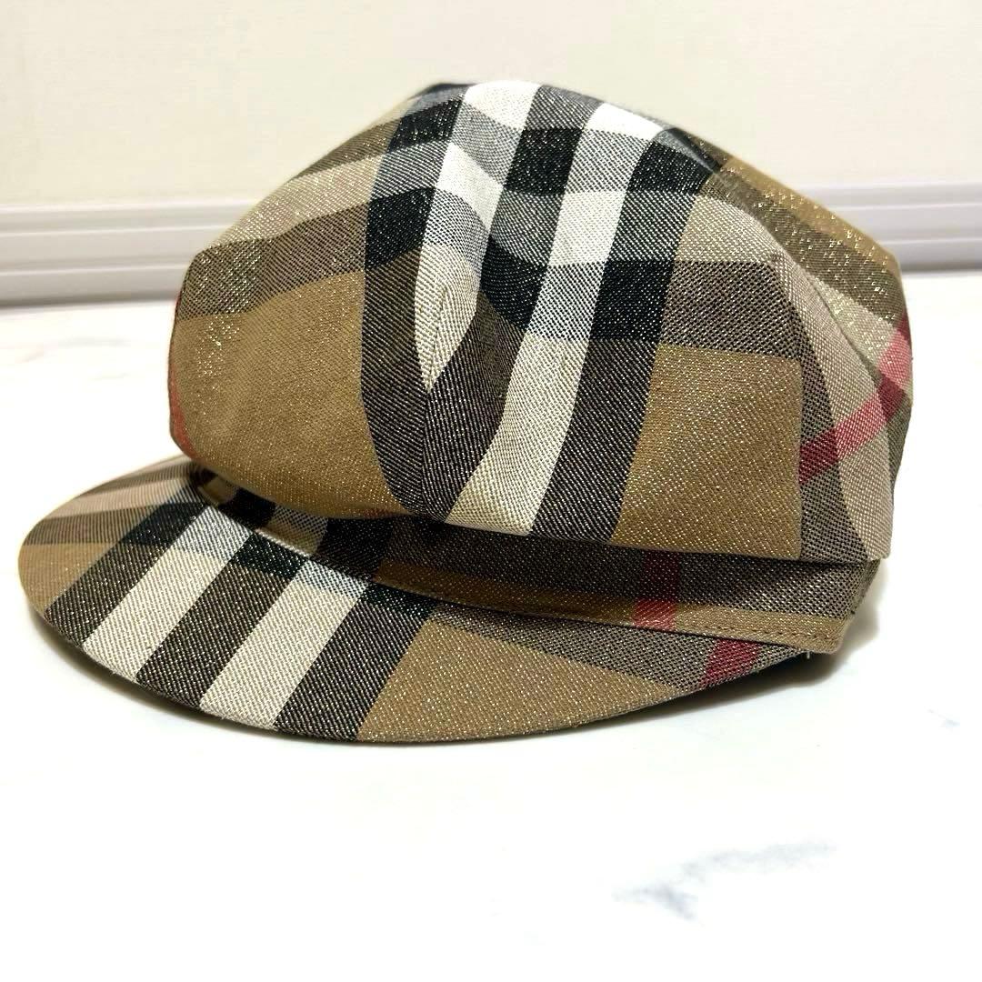 【希少】バーバリー　BURBERRY ラメ入りノバチェック キャスケット 帽子