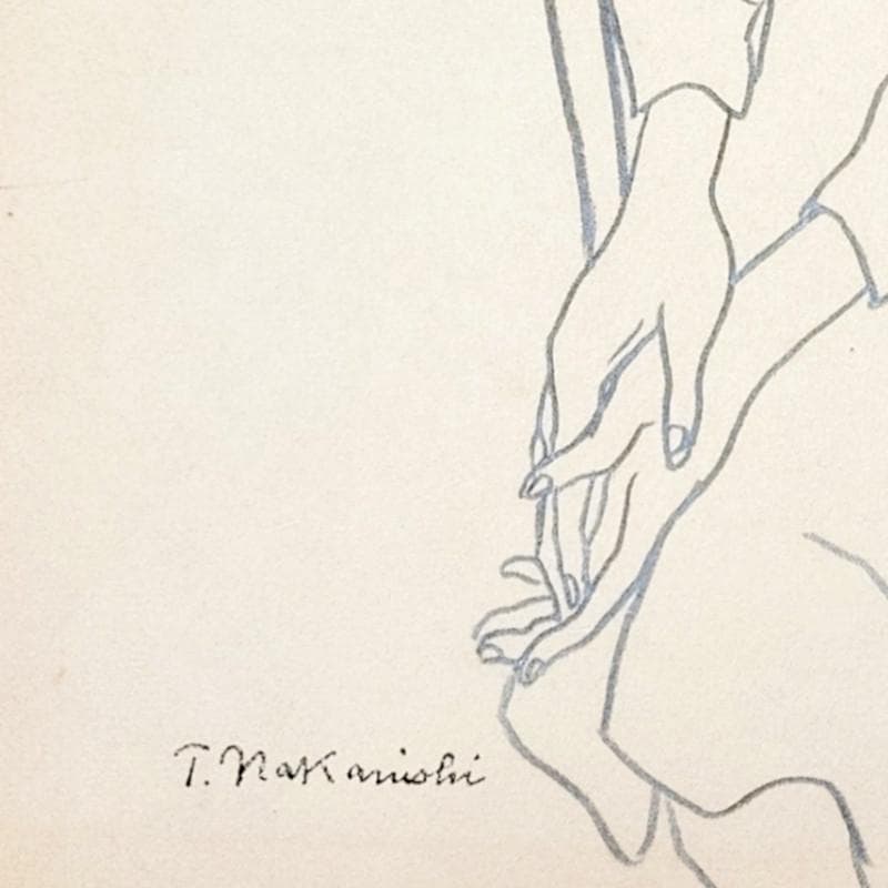 ☆中西利雄☆「婦人像」素描　デッサン画 大衣サイズ