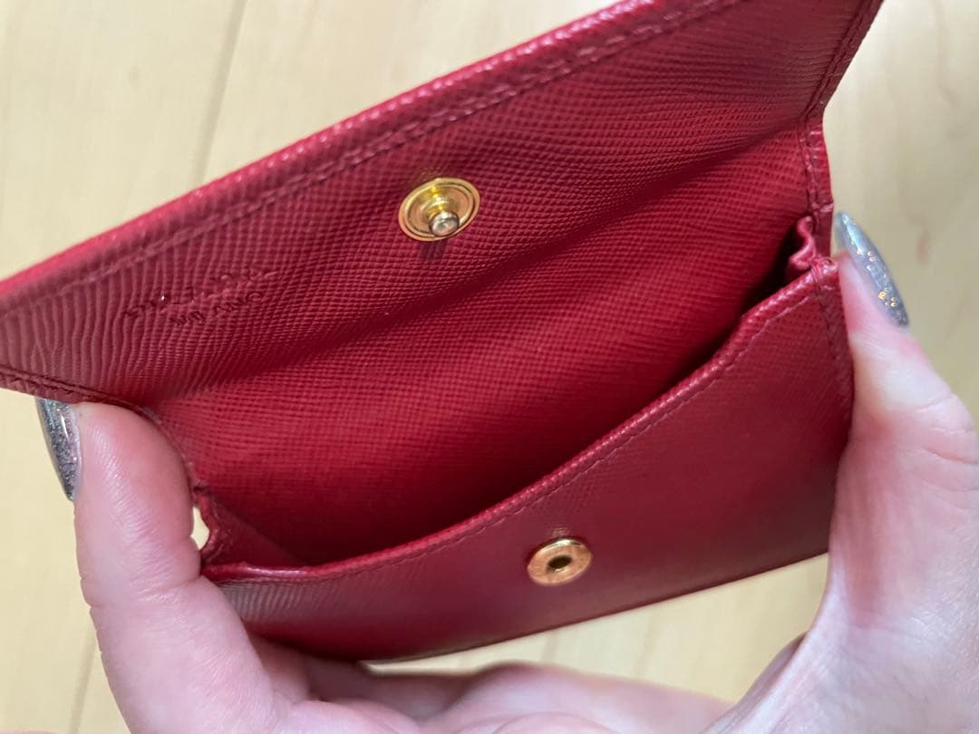 PRADA レザー 名刺入れ レッド