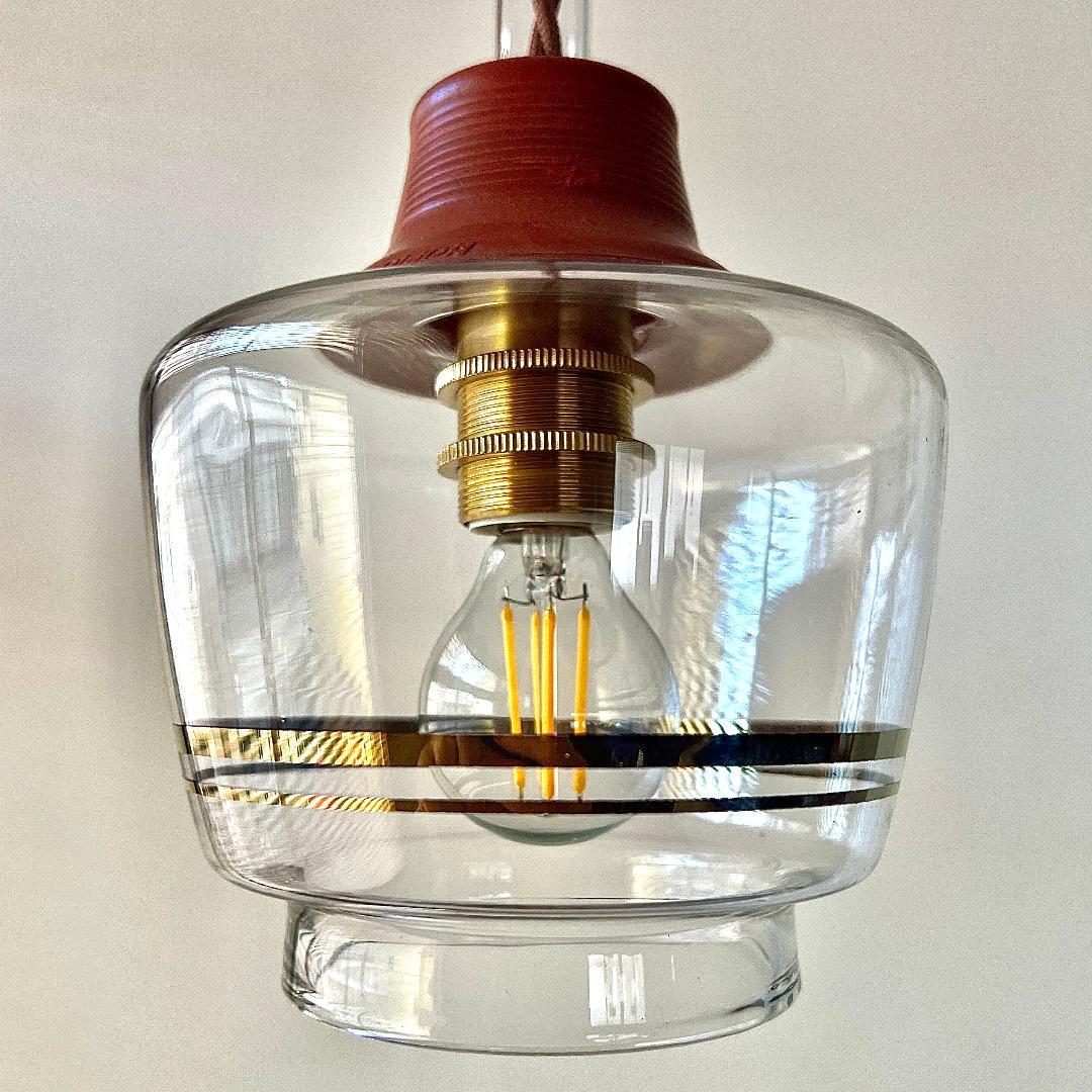 ペンダントランプ ペア ハリオ Hoya 昭和レトロ アップサイクル 照明器具