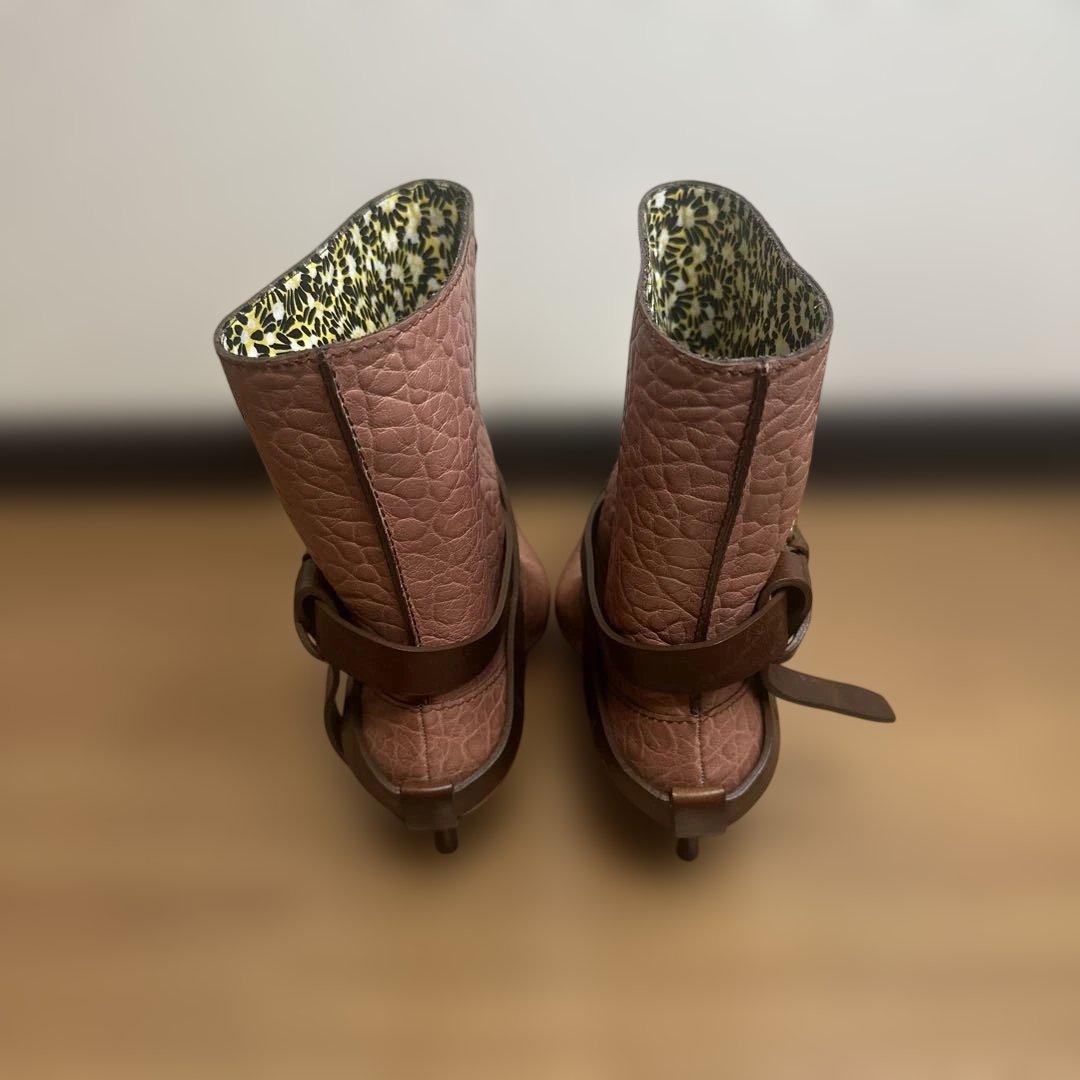 た*き様 LOUIS VUITTON ピンク レザー ブーティ　ヒール　37