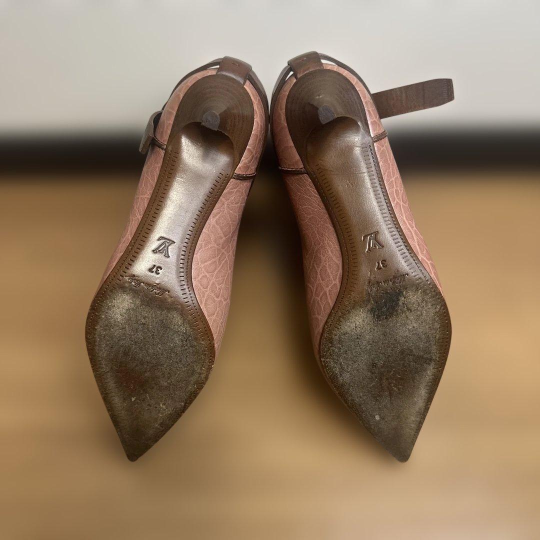 た*き様 LOUIS VUITTON ピンク レザー ブーティ　ヒール　37