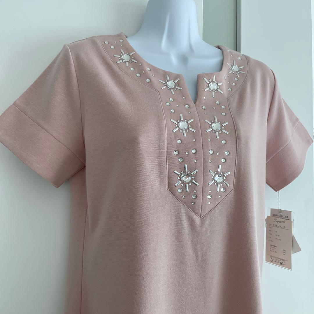 ６３１６【新品】レディースミセストップスカットソー　チュニックブラウスベスト