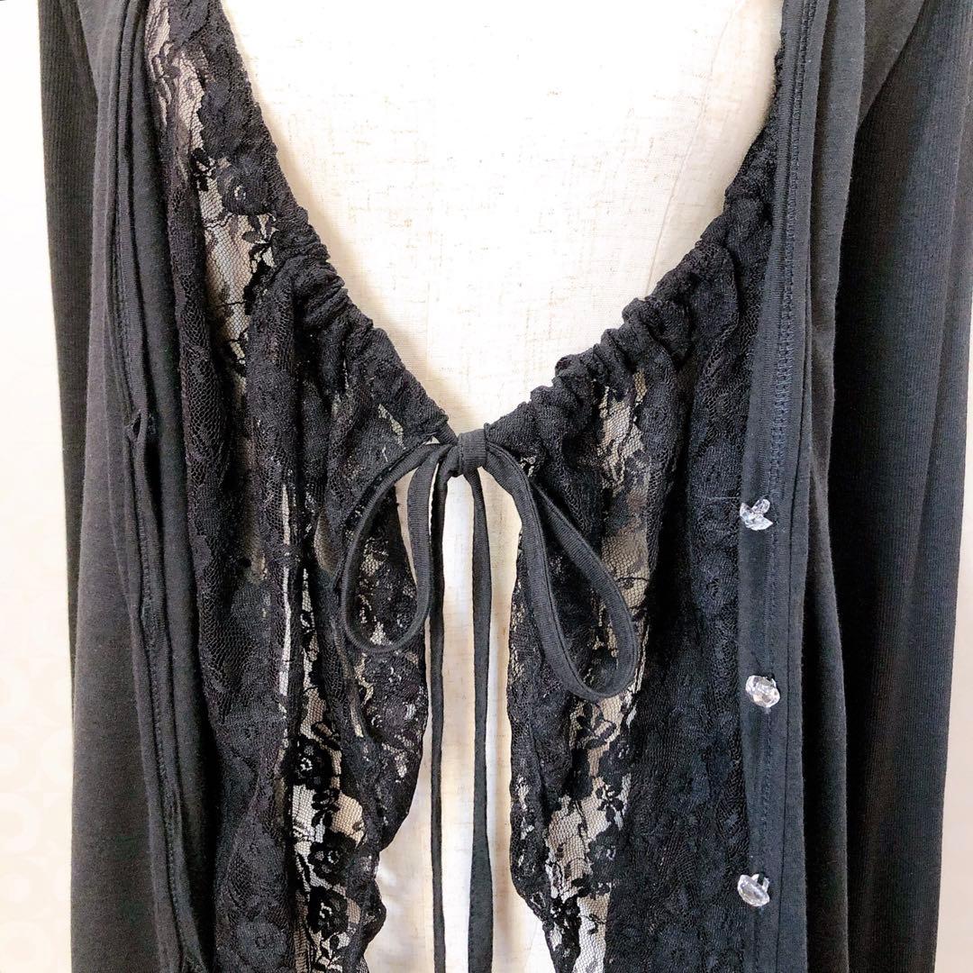 レース レイヤード カーディガン Y2K フェアリーグランジ ダークコア ゴス