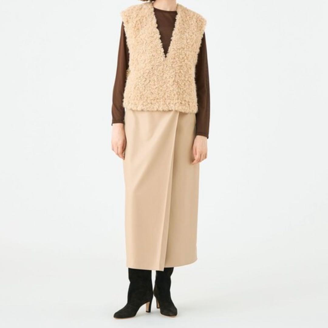 ballsey トゥモローランド ミックスファー Vネックベスト グレー 36