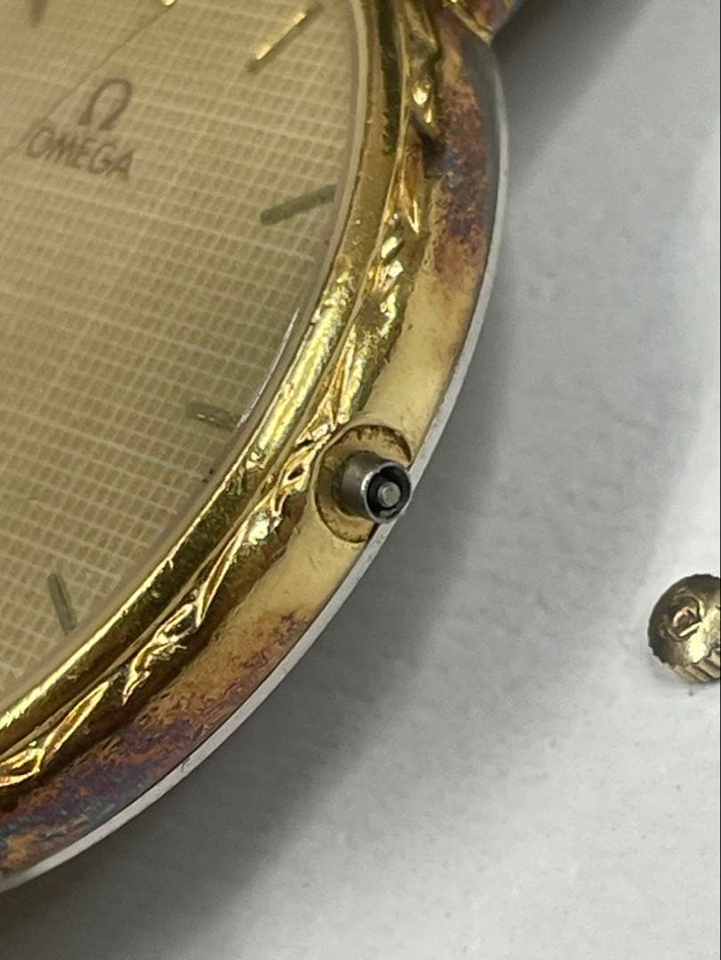 【ジャンク品】OMEGA Deville ゴールド　リューズ不良