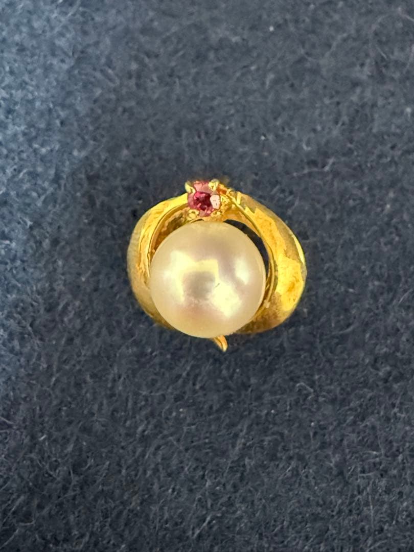 K18 タイピン パール 真珠 ルビー 総重量約3.8g
