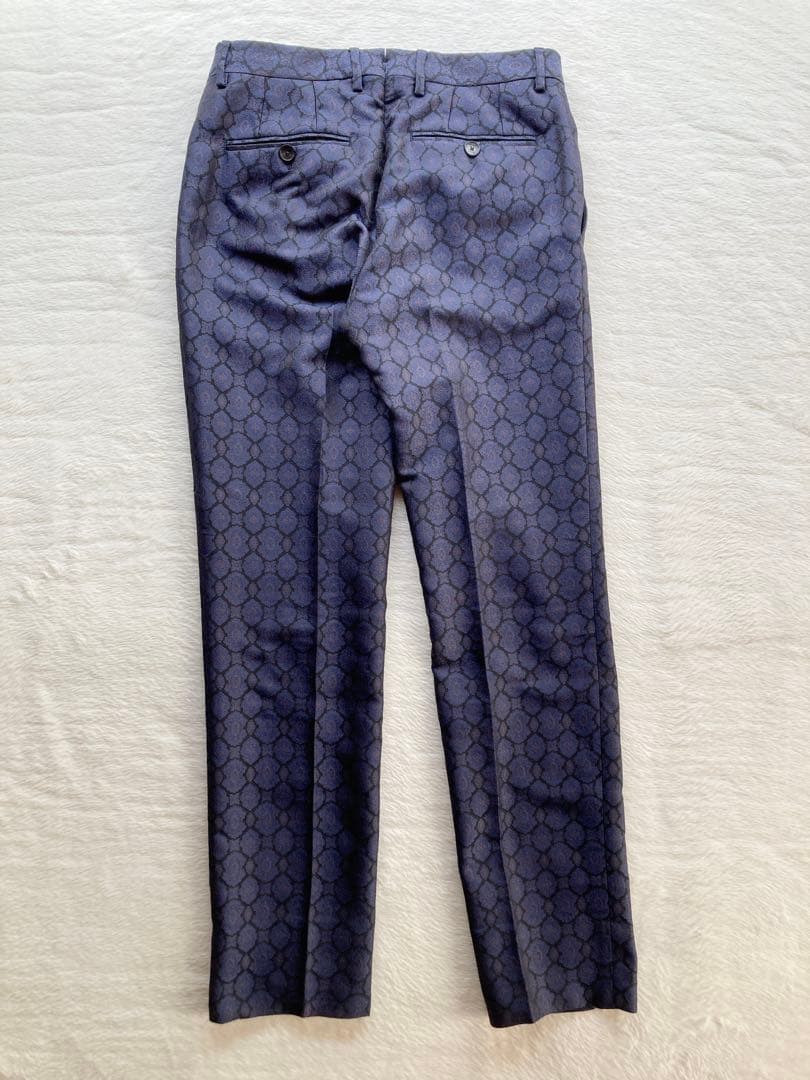 ETRO ネイビー 総柄　スラックス　パンツ　幾何学模様 46