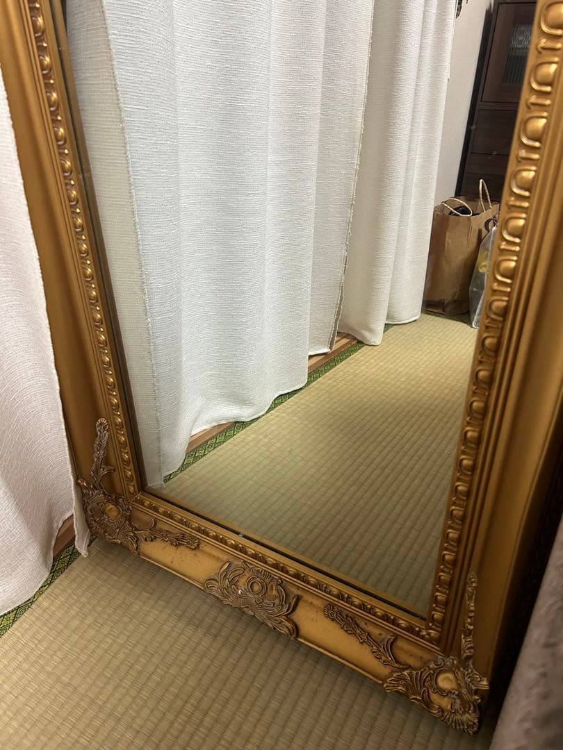 アンティーク調 バロックスタイル 金色全身鏡