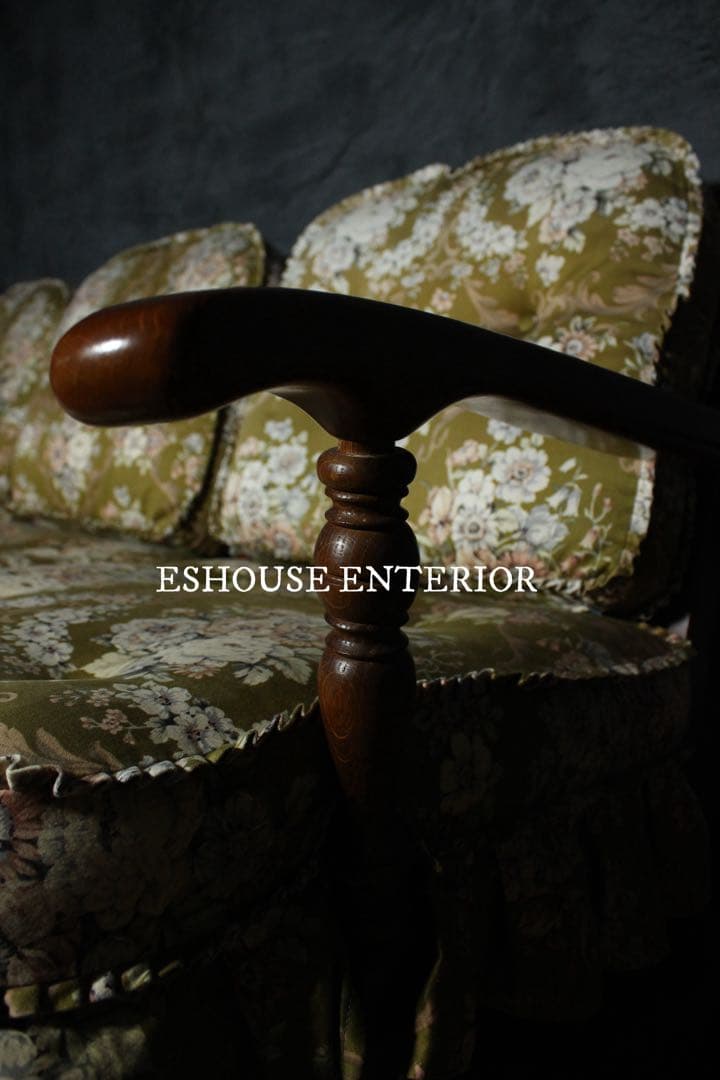 首都圏送無料〜穂高約40万　極上プリーツスカート3人掛け　オリーブグリーン