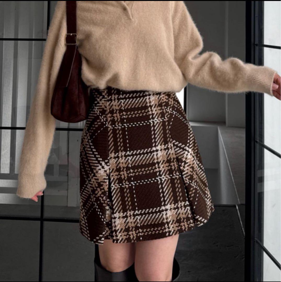 【サイズ2】SNIDEL Sustainableロービングチェックミニスカート新