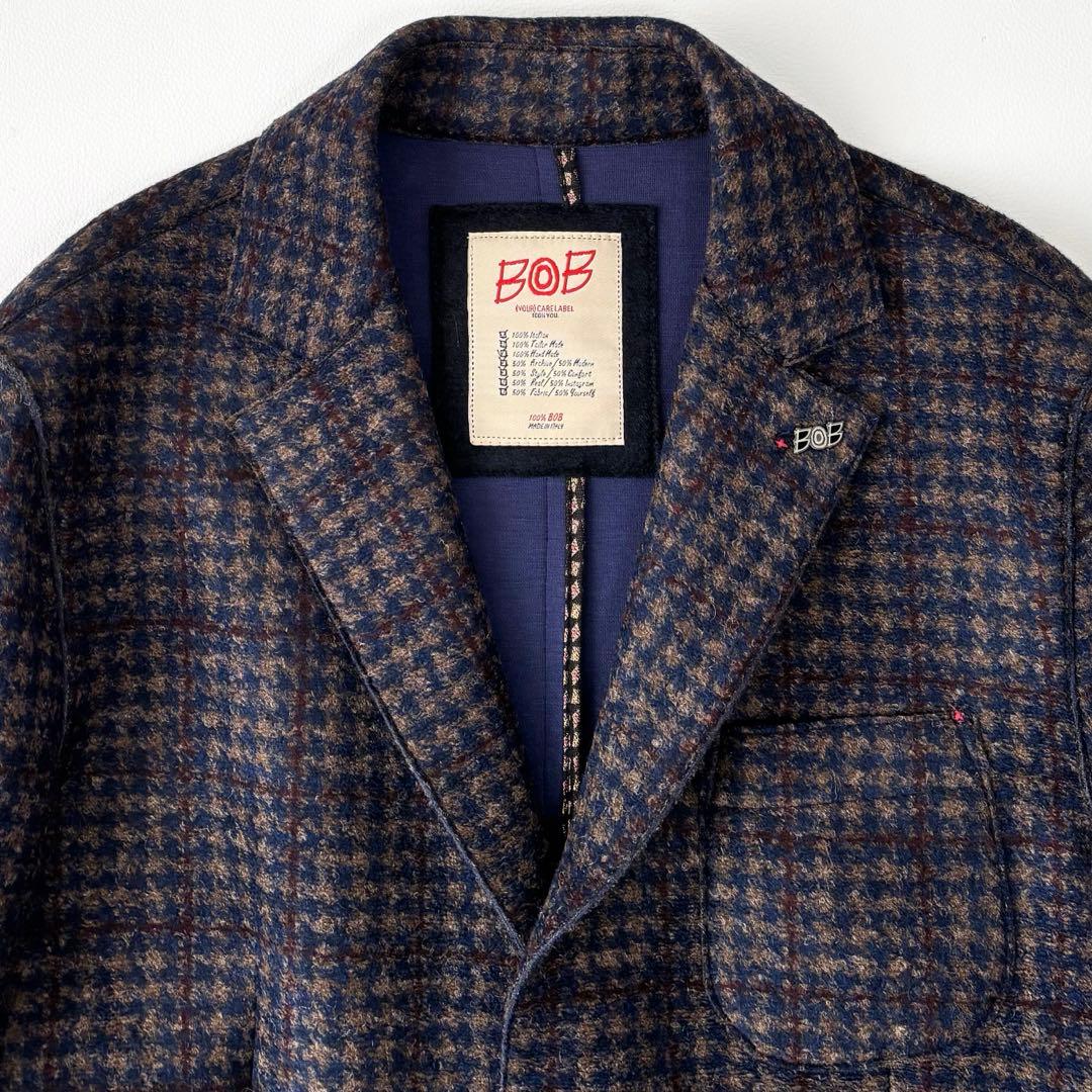 BOB ボブ テーラードジャケット 48 チェック 千鳥格子